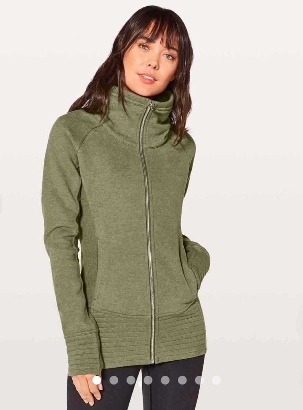 Lululemon Radiant Jacket II Heathered Fatigue Green Size 6 Full Zip Funnel Neck